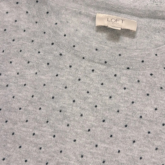 LOFT 100% Cotton All Over Micro Polka Dot Print Long Sleeve w/ Tie Accents / XS - Picture 4 of 9